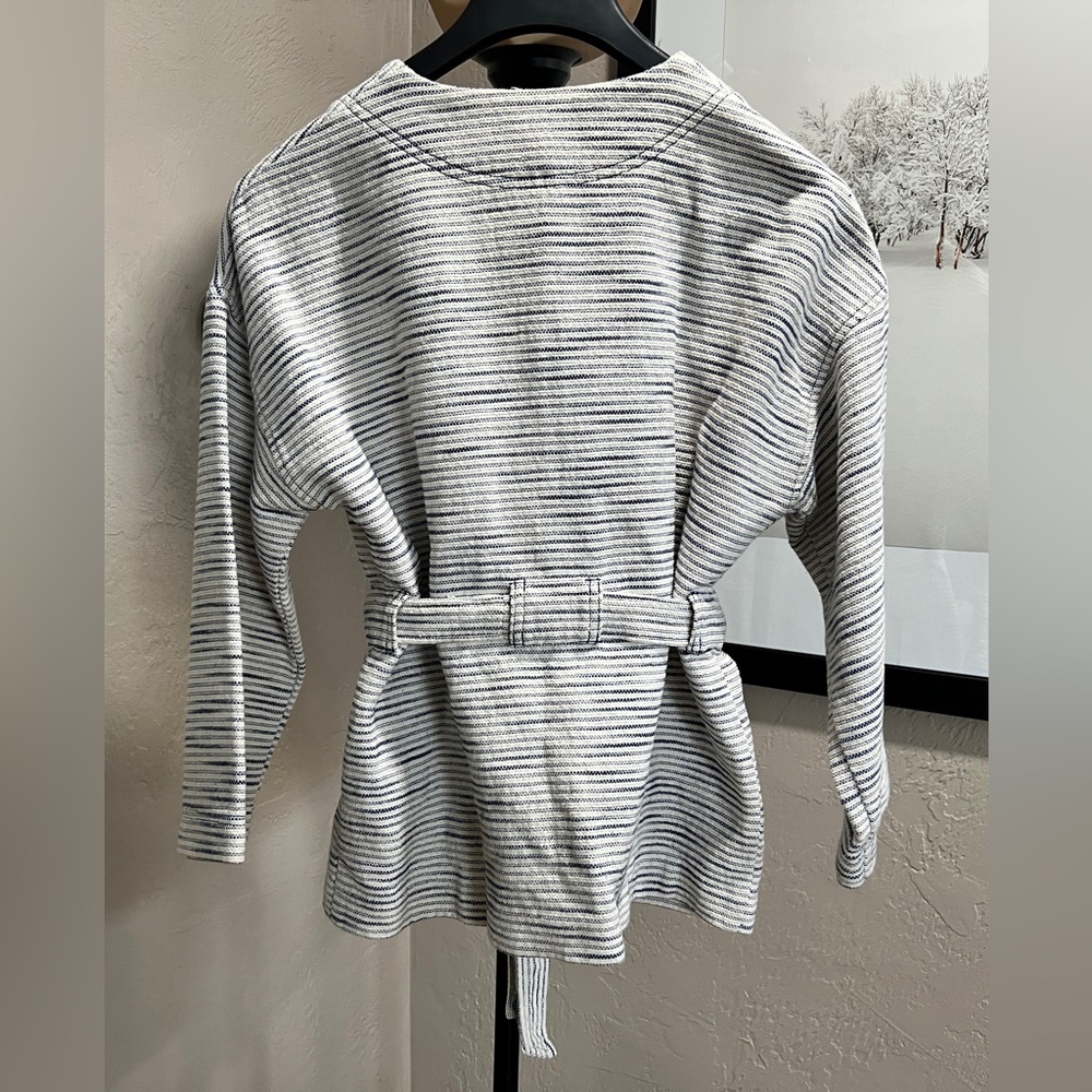 Texture & Thread Madewell Striped Tie Waist Cardigan Medium - Picture 8 of 8